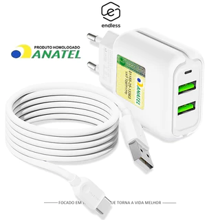 Turbo Carregador 25w Fonte Torre Carregar Portátil 2 Usb 5.1A Com Cabo Usb