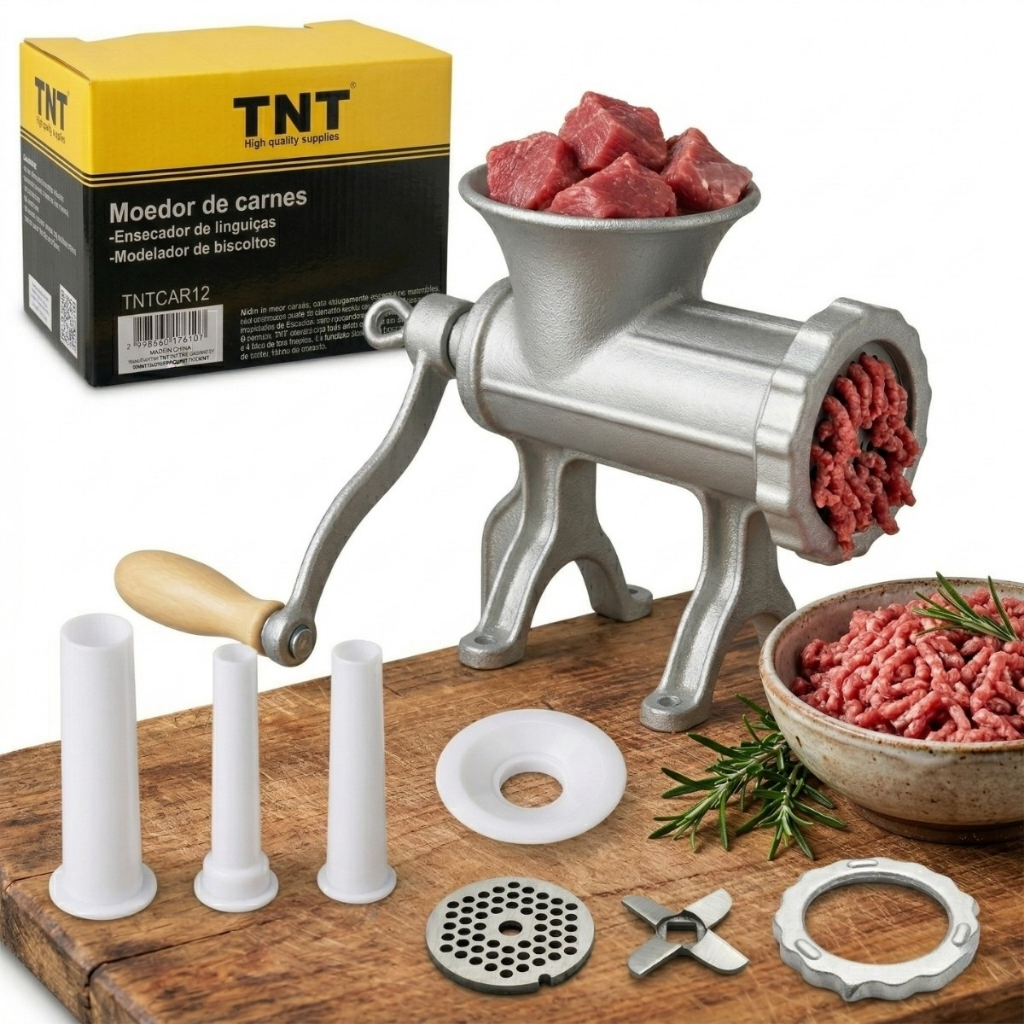 Moedor De Carne Manual C/acessórios N12 Para Hamburguer Tnt 