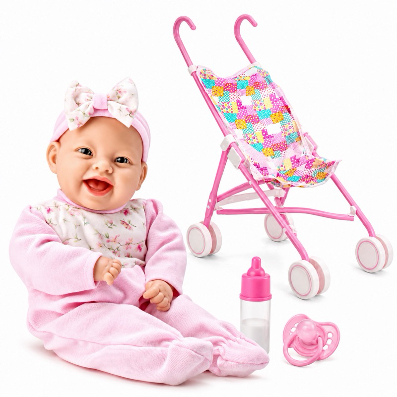 Boneca Com Chupeta Mamadeira Lola BabyRosa Menina Brinquedo Infantil Bebê Boneca Com Carrinho