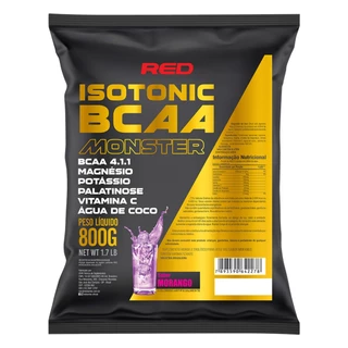 Isotônico BCAA Monster Red Series 800g Morango | Hidroeletrolítico em Pó com BCAA, Vitamina C e Água de Coco