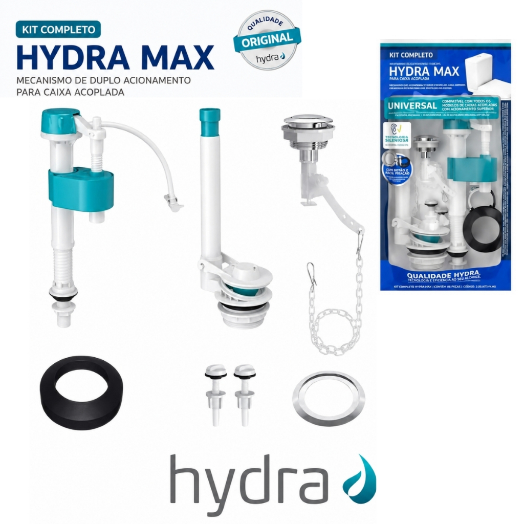 Kit Mecanismo Caixa Acoplada Universal Hydra Max Silencioso Kit ...