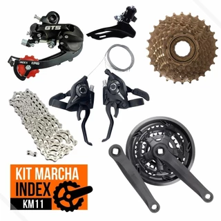 Kit Bicicleta 21V para aro 26 29 Trocador Rapdfire Câmbios Catraca Corrente Pedivela e Mov Central