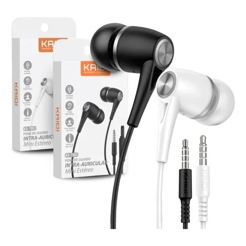 Fone de ouvido com fio intra auricular para P2 3.5mm Microfone e