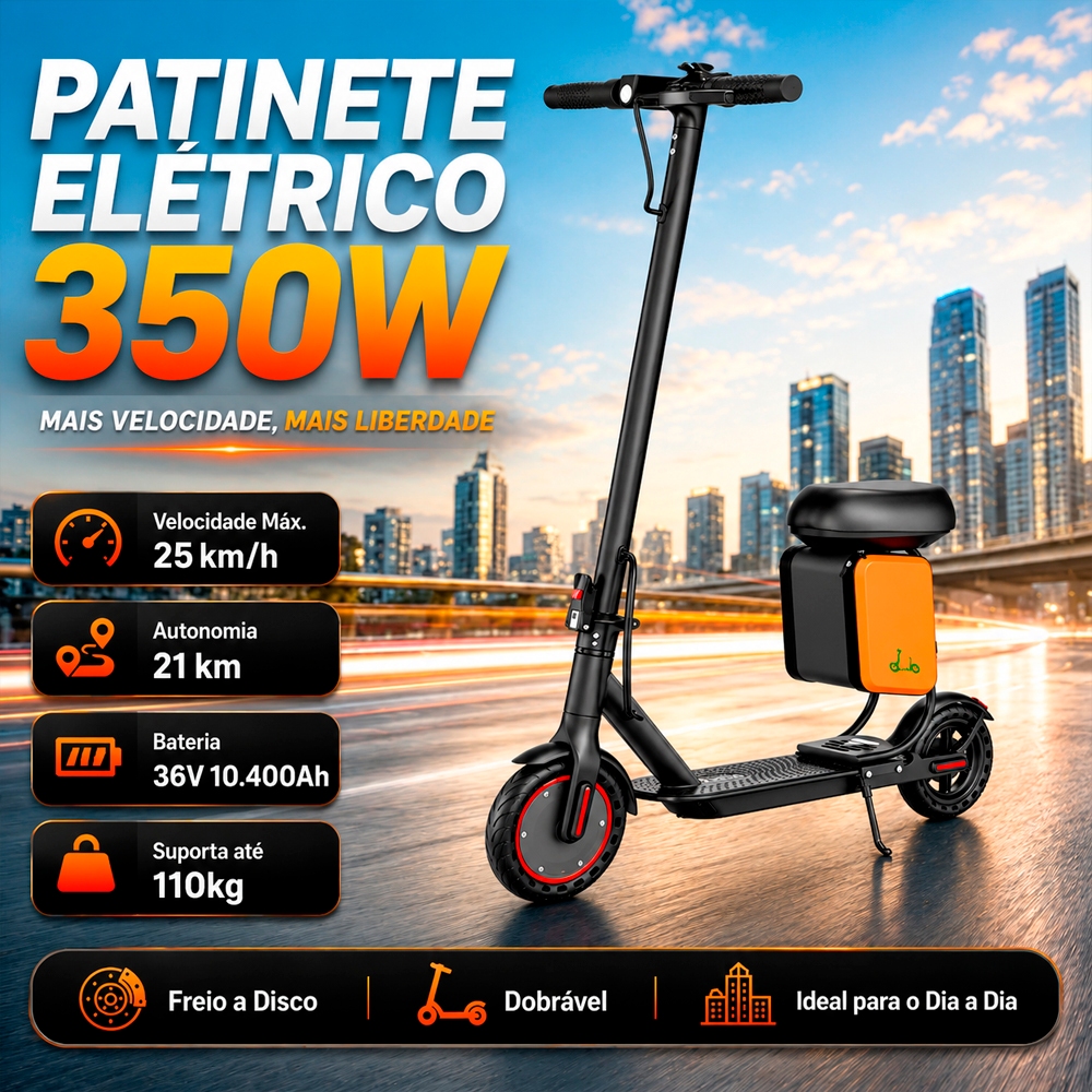 Patinete Elétrico 350W Dobrável Adulto Bluetooth App Até 30km/h ...