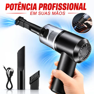 Aspirador De Pó Soprador Mini 3em1 Portátil Recarregável Linha Premium Multifuncional Casa Automovel