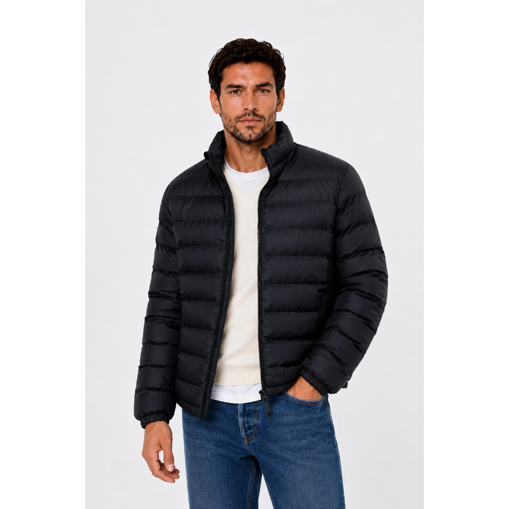 Jaqueta Puffer De Frio Com Capuz Removível Blusa Impermeável Neve