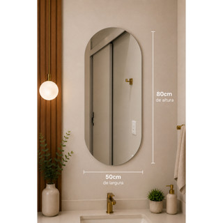 Espelho Oval com LED Moderno Luz Quente e Fria para Banheiro e Quarto Decorativo — foto 6 — Achou Levou Brasil