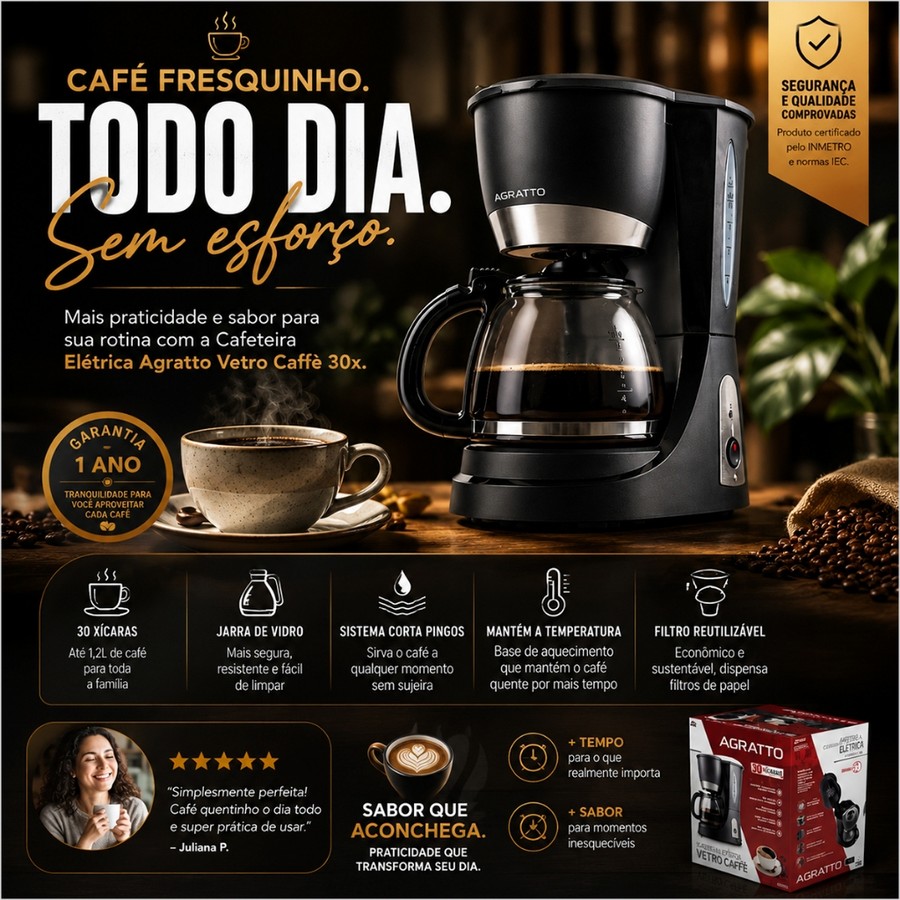Cafeteira Elétrica 30 Xícaras Cafeteira Jarro de Vidro Filtro Permanente Cafeteira Grande