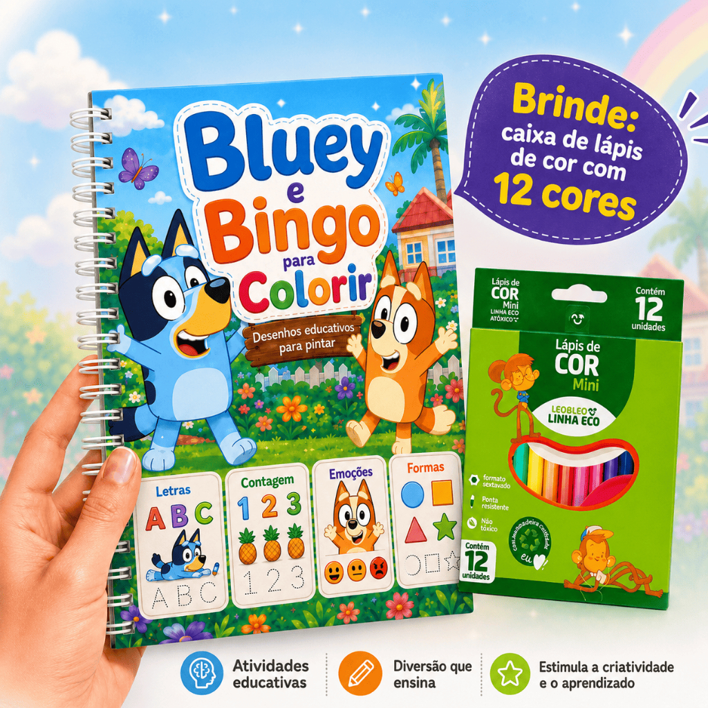 Livro de Colorir Bluey e Bingo