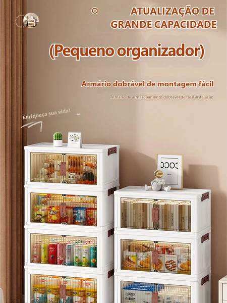 Armário Caixa Organizadora Dobrável com Rodinhas Empilhável Transparente USK 50cm 2/3/4/5 Andares Multi