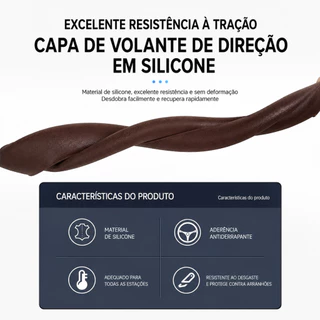 Capa Elástica de Silicone para Volante – Ajusta 36–40 cm, Antiderrapante e Resistente ao Calor