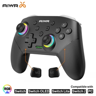 Controle Sem Fio Bluetooth RGB Turbo 6 Eixos Gamepad Gamer para Switch PC AIWR S80 PRO