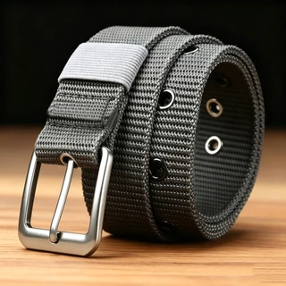 Cinto De Lona Respirável Masculino – Fivela Pin-Lock E Design Moderno De Ilhós Para Caminhadas/Academia/Comuta, Preto