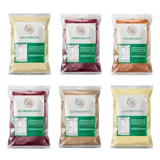 Pré Treino Natural em pó Kit 6 Farinhas Beterraba Uva Guaraná Gengibre