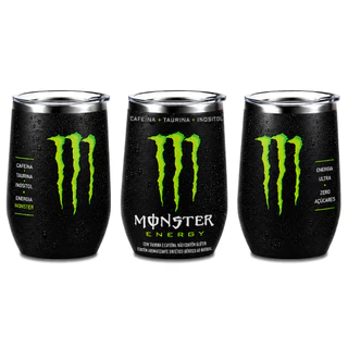 Copo Térmico Modelo Monster 350ml Aço Inox com Tampa Acrílica Isolamento Térmico para Uso Diário