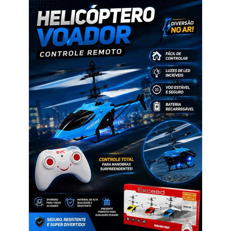 Helicóptero voador controle remoto sensor recarregável brinquedo
