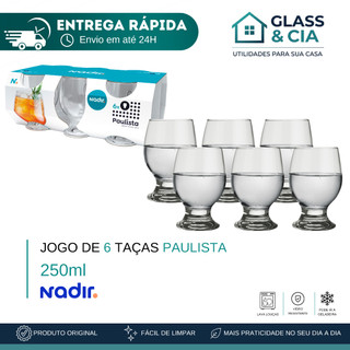 Jogo De Taças De Vidro Com 6 peças 250ml - Paulista Nadir