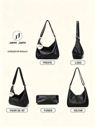 JAMI JAMI Bolsa de Ombro Feminina Estilo Hobo Grande Capacidade com Compartimento Principal e Alça Longa Ajustável 5958