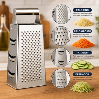 Ralador 4 Faces Aço Inox 24cm Multiuso Resistente Queijo Legumes Verduras Cozinha ENVIO IMEDIATO