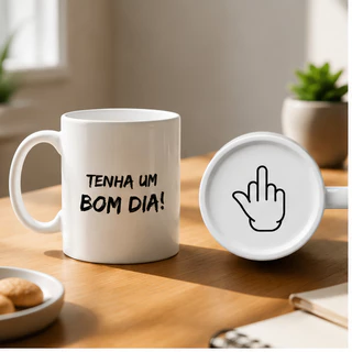 Caneca Com Frase Secreta No Fundo Engraçada Presente Criativo Amigo Secreto Trabalho Bom Dia 325ml