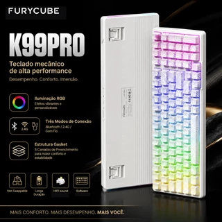 Teclado Gamer K99PRO Wireless com Hot Swap Gasket Switches 5 Pinos RGB NKRO Software Compatível com PC Tablet Notebook