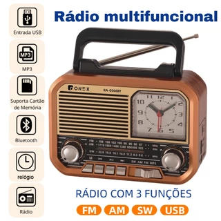 ONEX Caixinha de som rádio relógio retro bluetooth vintage fm sw usb portátil De Som Relógio Retro