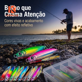 LEMIKKLE - 8PCS Iscas Jig Metalico 7g‑10g‑15g‑20g‑25g‑30g, Isca Artificial Metal Jig com Gancho Triplo, Efeito Refletivo