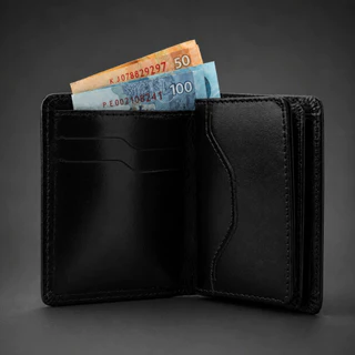 Carteira Masculina Minimalista em Couro Legítimo com Proteção RFID