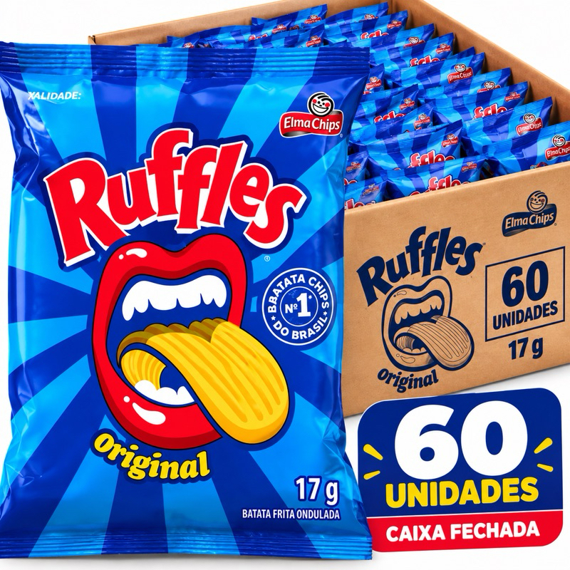 Caixa 60 Ruffles Original 17g Elma Chips Salgadinho Festa Lancheira ...