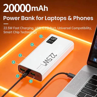 Carregador Portátil 20000mah grande capacidade power bank usb c 22.5w rápido portátil bateria para iphone samsung
