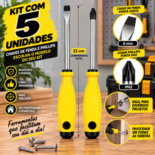 Conjunto De Chaves De Fenda Grande Ponta Magnética Cabo Ergonômico Ferramenta Profissional -MN