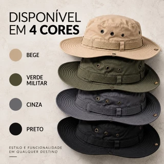 CHAPÉU AUSTRALIANO UNISSEX TÁTICO PESCADOR BOONIE HAT PROTEÇÃO SOLAR UV RIPSTOP CORDÃO REGULÁVEL SECAGEM RÁPIDA CAÇADOR