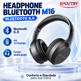 Fone de Ouvido Bluetooth 6.0 Headphone Sem Fio Cancela Ruído Dobrável Corrida Academia Premium