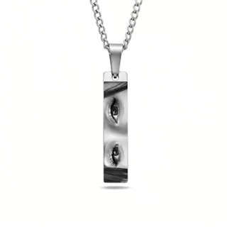 Cordão Olhar Personalizado Masculino Feminino Presente Aço inoxidável Corrente Colar Olhos Apaixonados