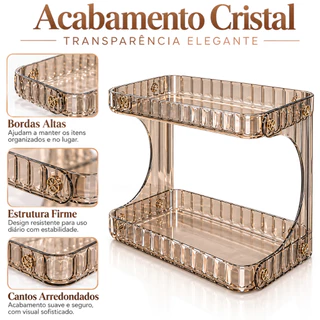 Prateleira Organizador Diamante Acrílico Porta Maquiagem Suporte Multiuso De Mesa