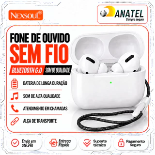 Fone de Ouvido Bluetooth Sem Fio 6.0 TWS V6.0 Estéreo Hi-Fi Touch 6H Estojo 300mAh Intra Auricular Nesxoul Lightning