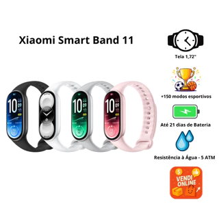 Relógio Smartwatch Xiaomi Smart Band 11 AMOLED 1,72" 1500 Nits 5ATM Bluetooth 5.4 Monitor Cardíaco