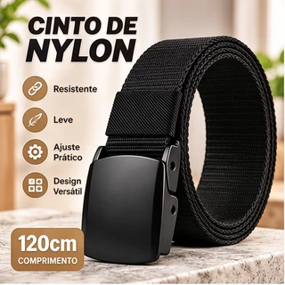 Cintos Masculinos de Nylon Ajustáveis com Fivela Plástica Leve para Dia a Dia Trabalho e Casual