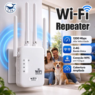 Repetidor Wifi Sem Fio 1200Mbps 2.4G 4 Antenas Amplificador de Sinal Longo Alcance Roteador ZJQ
