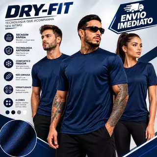 Kit 4 Camisetas Masculinas Dry Fit Malha Fria confortável Academia Treino Corrida Fitness Esporte Alta Qualidade