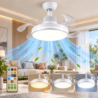 Lâmpadas de ventilador Retrátil 40W Forte Lâmpada 3 Cores Silencioso Bivolt 3 velocidades