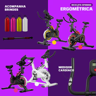 Bicicleta Spinning + Barra Fixa + Squeeze Garrafa Ergométrica Semi Profissional Sport Até