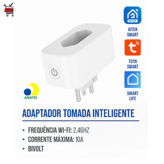 Tomada Inteligente Wi-Fi 10A com Monitoramento de Energia ALPHA-900 App Tuya AITEK