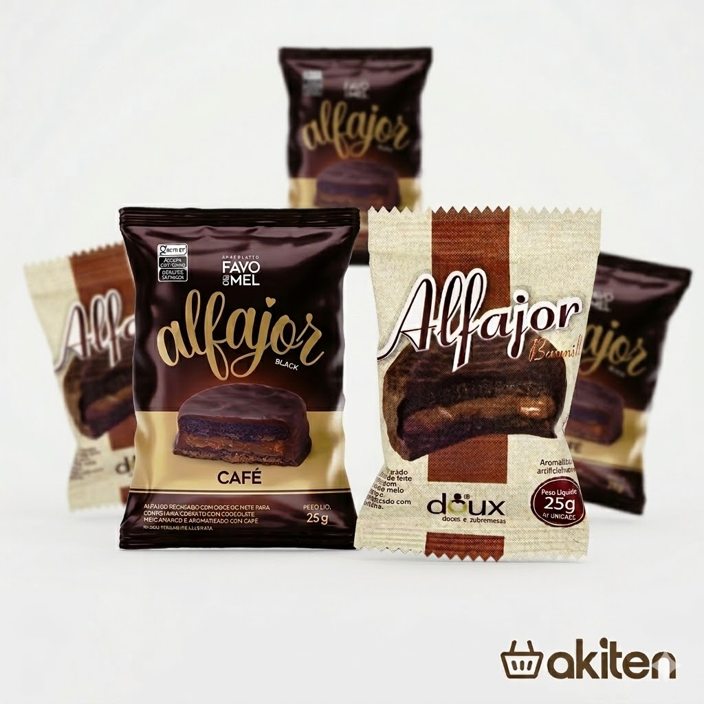 Kit Mini Alfajor Recheado Café ou Baunilha - 20, 25 ou 30 Unidades ...