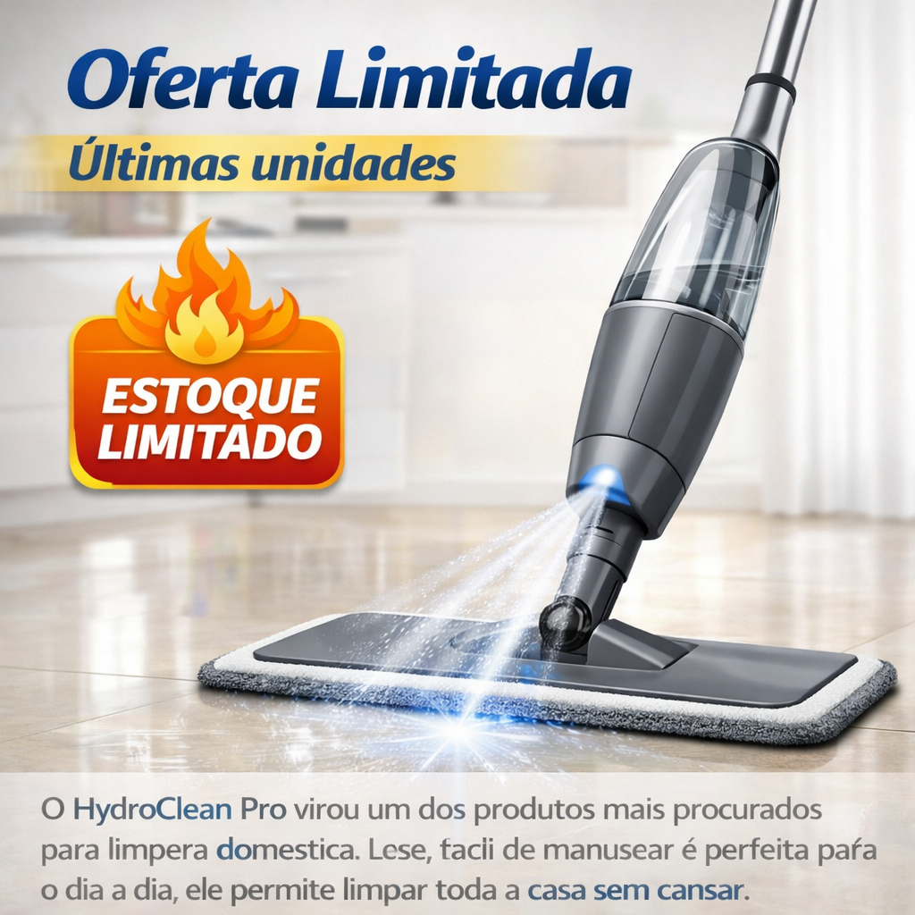 Mop Spray 360° HydroClean Pro com Reservatório Limpeza Sem Balde Pano ...