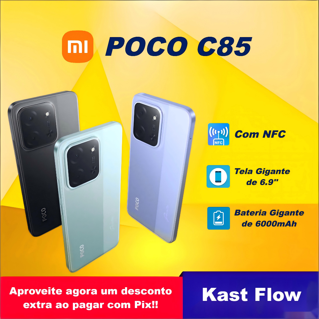 XIAOMI POCO C85 CELULAR NFC 6/8GB RAM 128/256GB ROM BATERIA