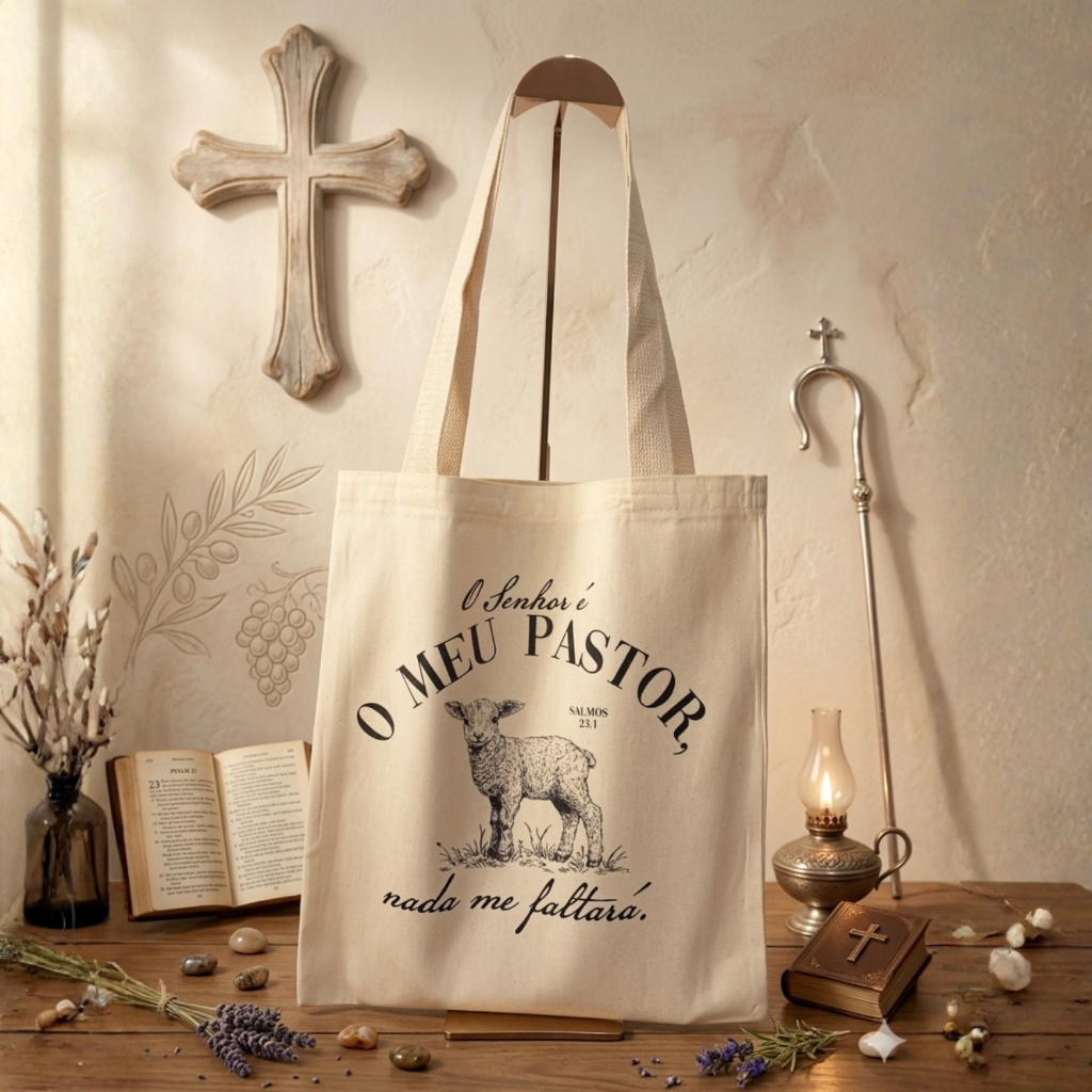 Bolsa Ecobag Com e Sem Ziper Verão O Senhor é meu Pastor Algodão Cru ...