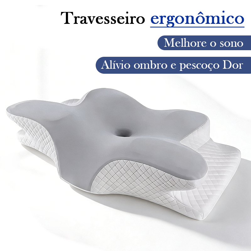 Travesseiro Ortopédico borboleta Ergonomia para combate a dores na colun de cabeça Espuma Memória