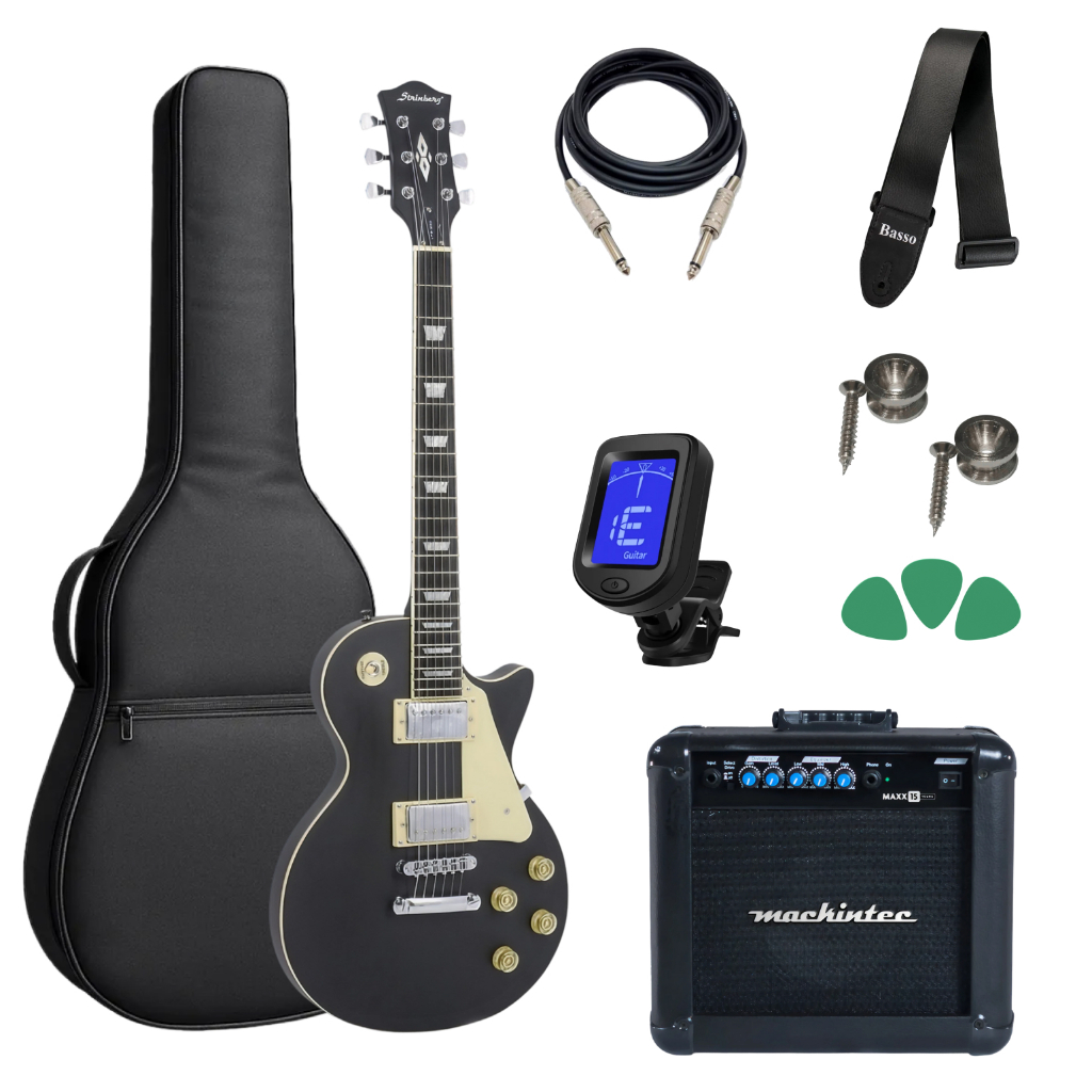 Guitarra Lps 230 Bks Preta Fosca Kit Capa Cubo + Acessorios