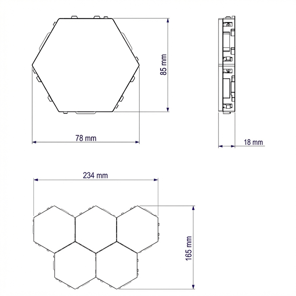 Luminária LED Hexagonal Quântica Modular Touch Controle Remoto Decoração Quarto Sala Kit 3 — imagem 3